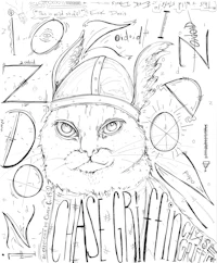 a drawing of a cat wearing a hat